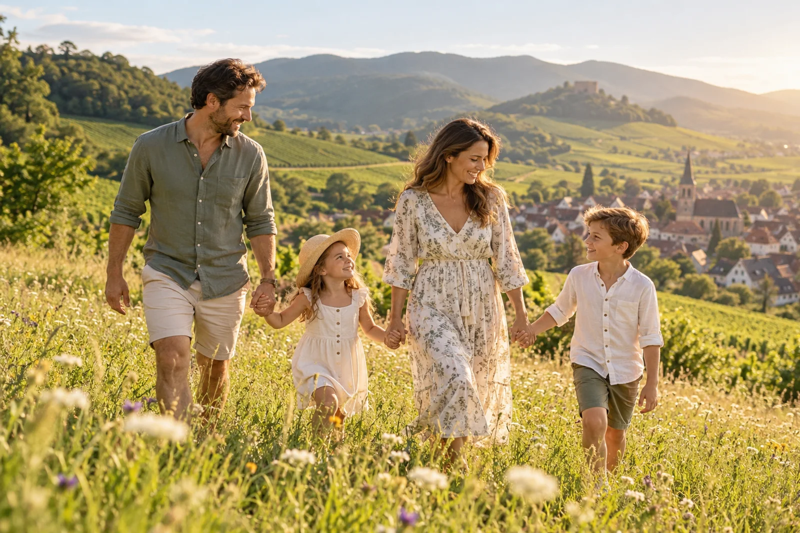 Une famille en promenade