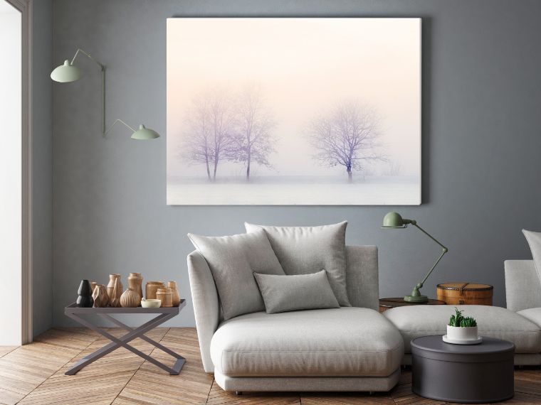 Mockup toile – apercut de photo sur toile dans un salon