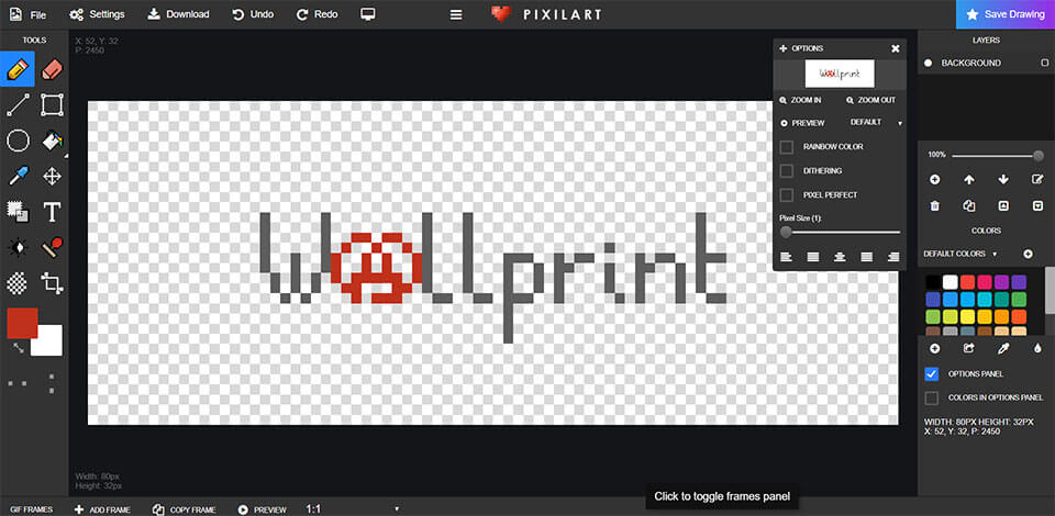 Le même logo Wallprint sur Pixilart