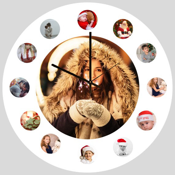 Horloge ronde 12 photos + photo centrale