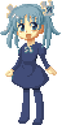 Dessin en pixel art d'une jeune fille