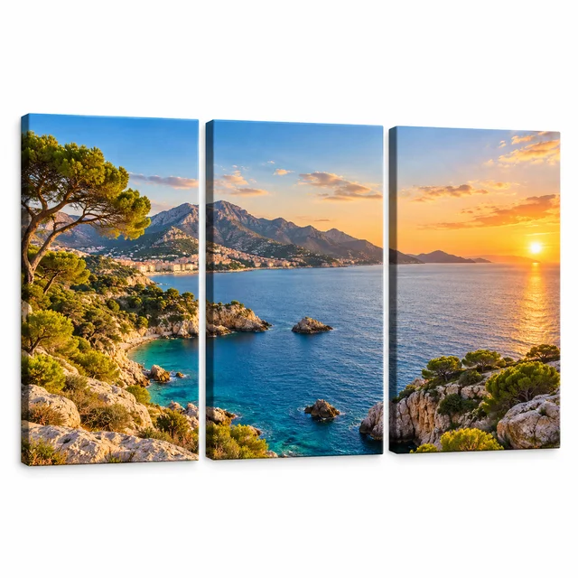 Triptyque sur toile — mockup sur fond blanc