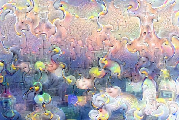 La même photo, avec des formes étranges comme des yeux